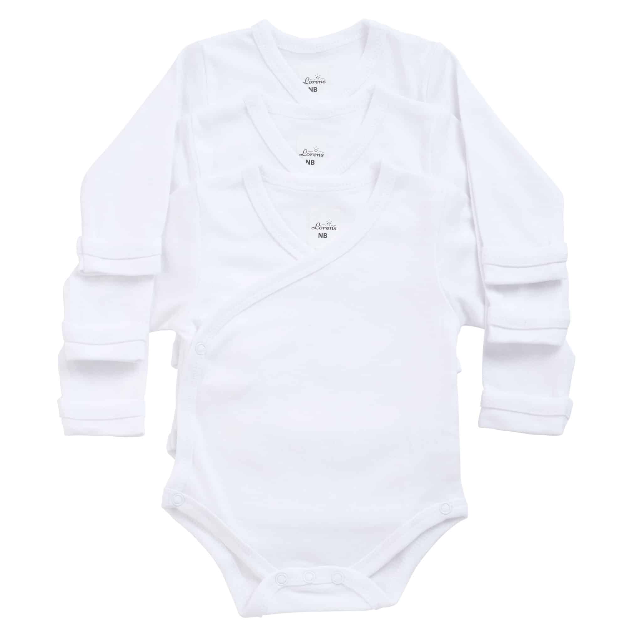 3 בגדי גוף מעטפת לתינוק NB לבן – Lorens